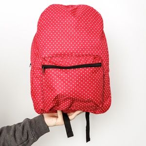 Pink Backpack White Polka dots